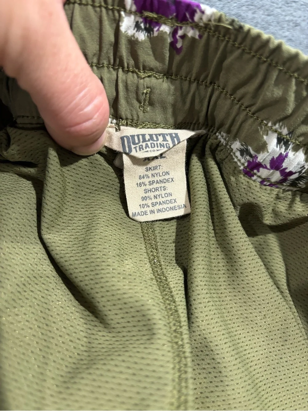 Duluth Trading Floral Skort Green Purple Size XXL Stretch Lightweight Gardening - Picture 3 of 6